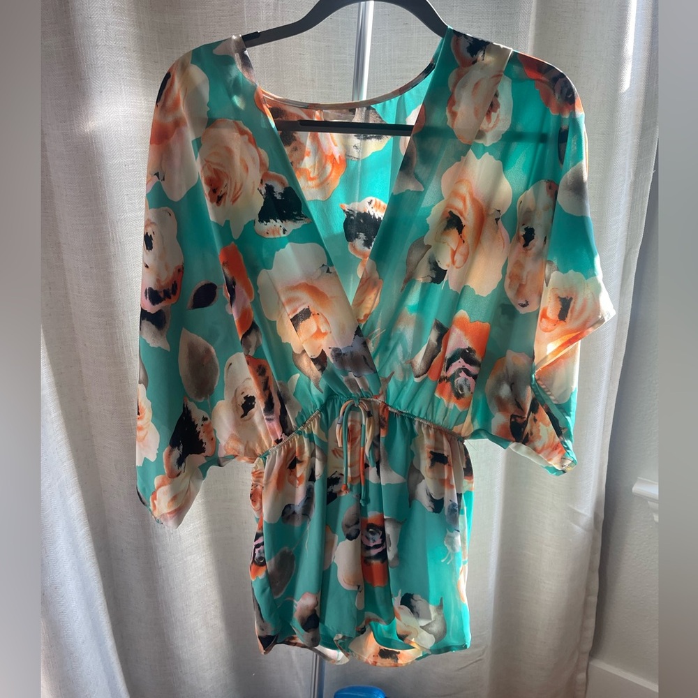 Turquoise Floral Romper